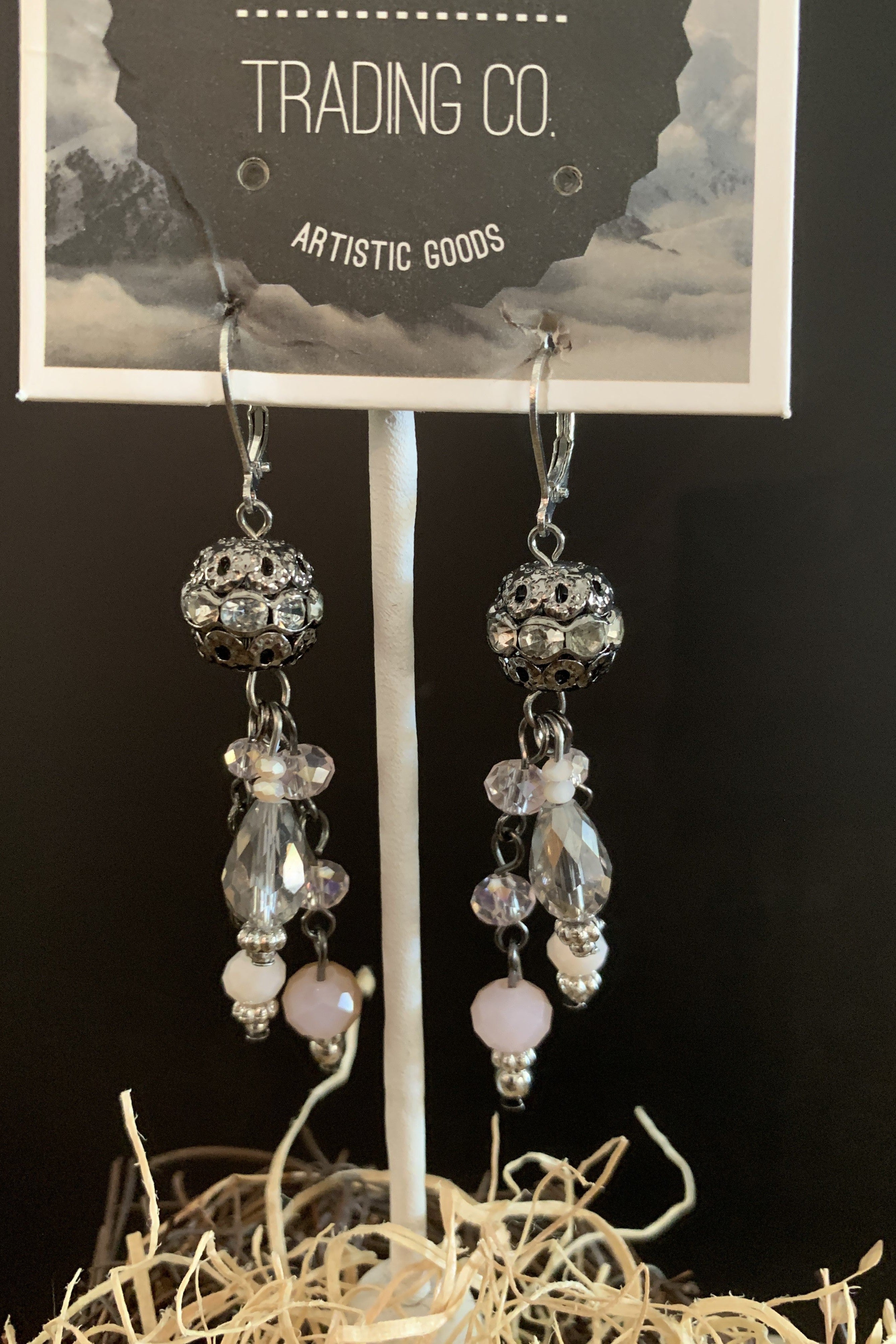 Lost And Found Silver And Pink Crystal Dangle Earring