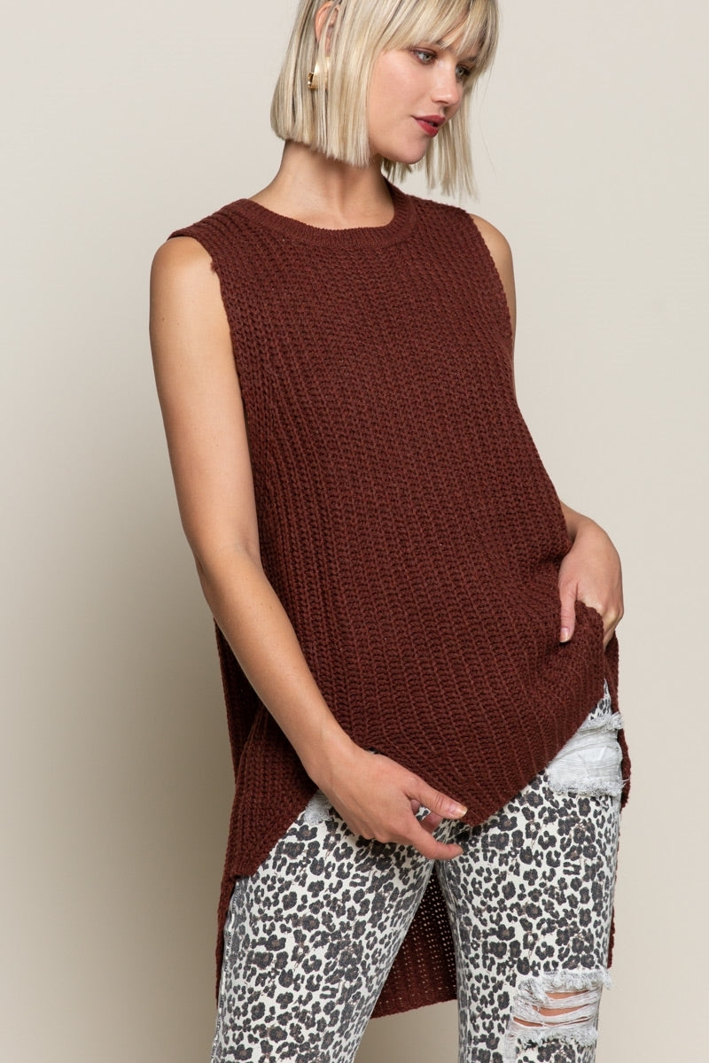 POL Fired Brick Sleeveless Sweater