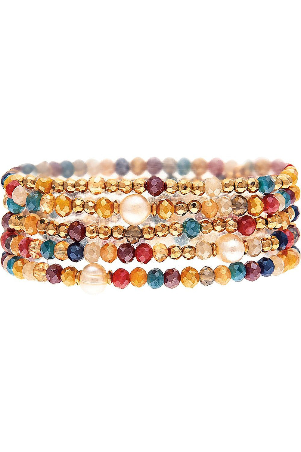 Rain Jewelry Gold Multicolor Stone Bead Bracelet Set
