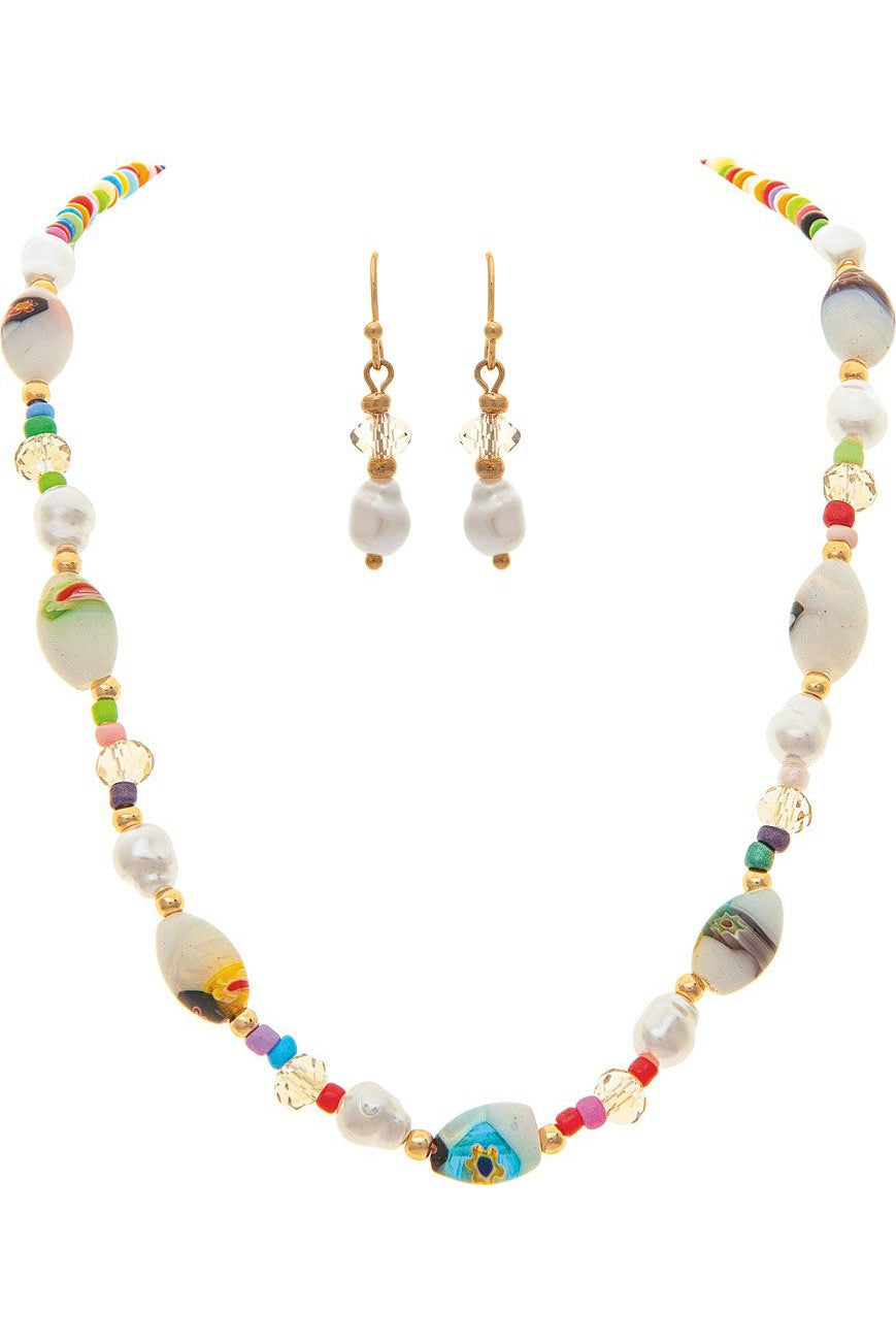 Rain Jewelry Multicolor Millefiori Barrel Bead Necklace