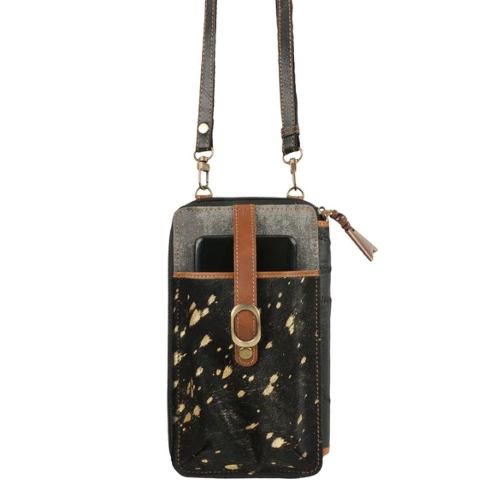 VAAN & CO Liberty Rawhide Cellphone Crossbody In Black