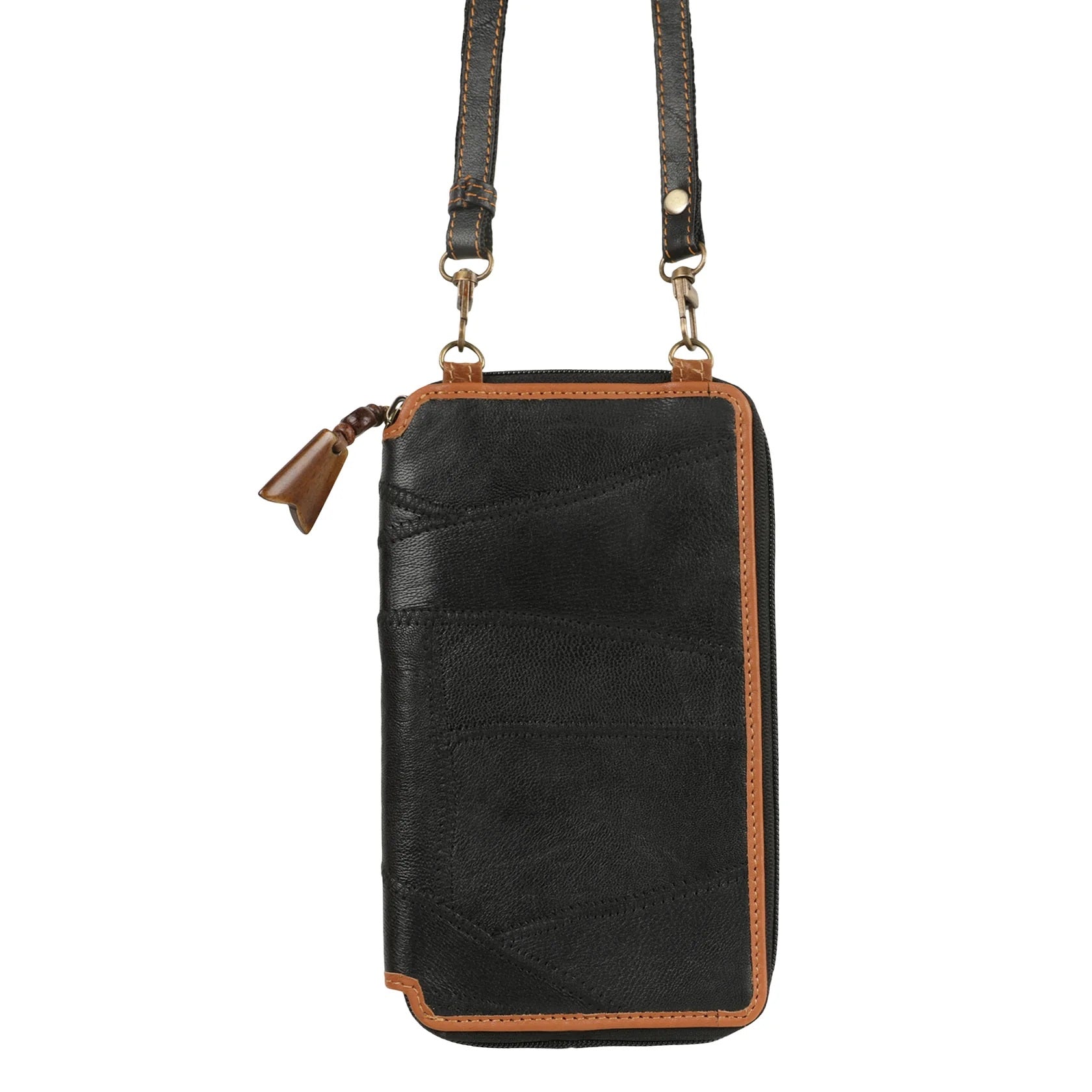 VAAN & CO Liberty Rawhide Cellphone Crossbody In Black