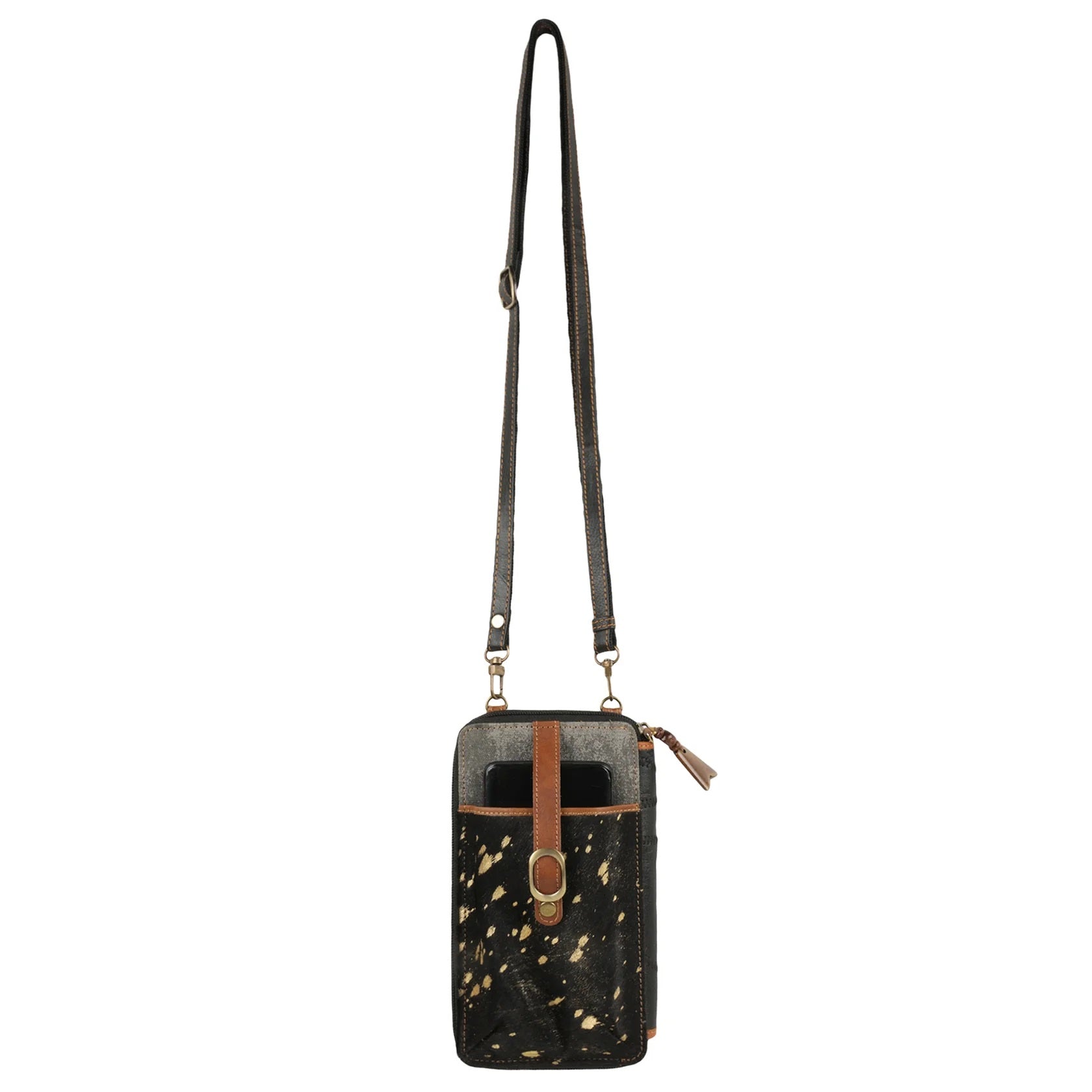 VAAN & CO Liberty Rawhide Cellphone Crossbody In Black