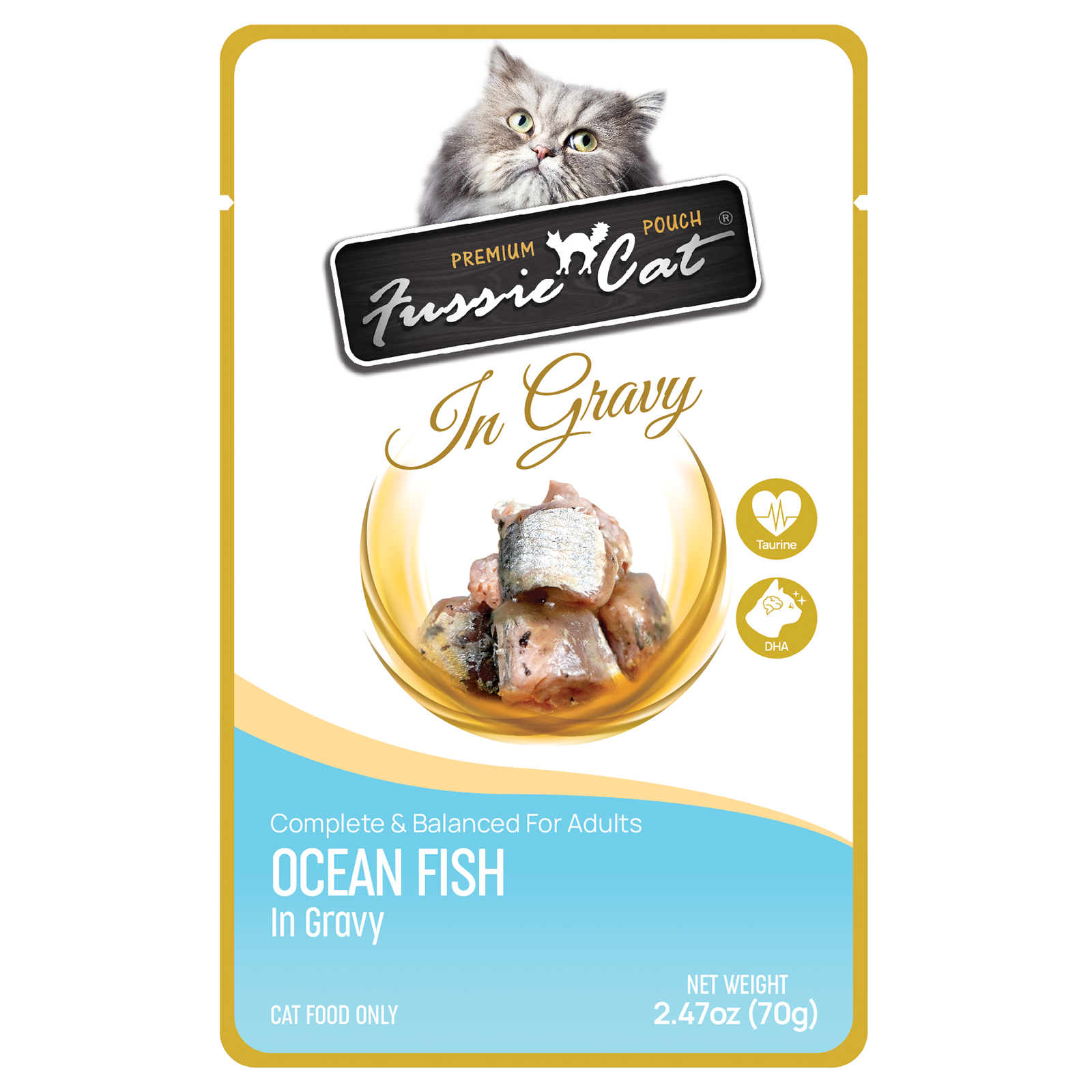 Fussie Cat Ocean Fish In Gravy 2.47-oz Pouch, Wet Cat Food