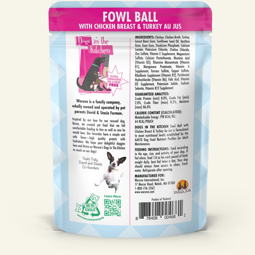 Dogs In The Kitchen Fowl Ball 2.8-oz Pouch, Wet Dog Food