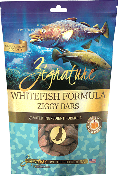 Zignature Ziggy Bar Biscuits Whitefish Recipe 12-oz, Dog Treat