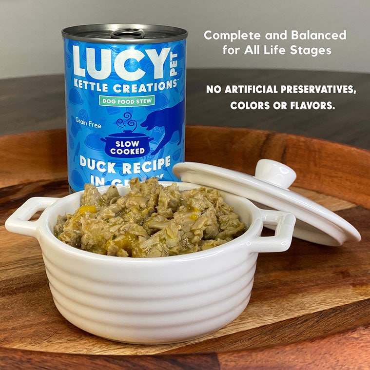 Lucy Pet Kettle Creations? Duck Dog Recipe in Gravy, Wet Dog Food, 12.5-oz Case of 12