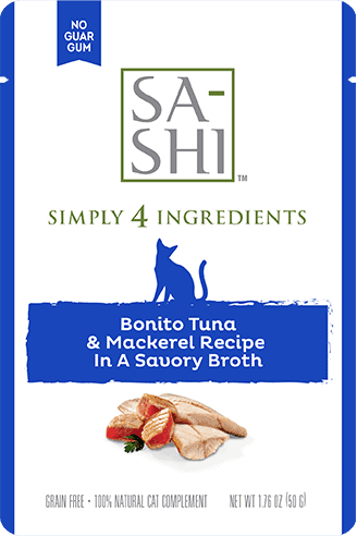 SA-SHI by RAWZ? Bonito Tuna and Mackerel Recipe in Savory Broth 1.76-oz, Wet Cat Food Topper
