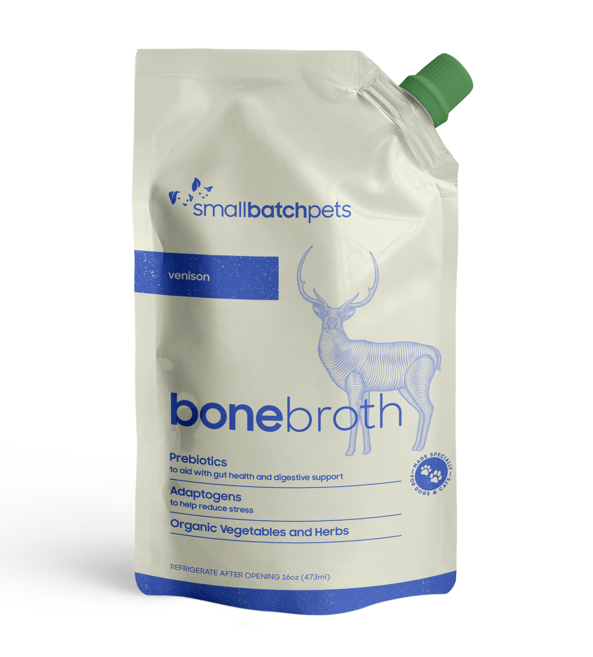 Smallbatch Organic Venison Bone Broth 16-oz, Meal Topper