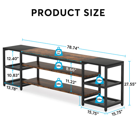 78.7" TV Stand, 3-Tier Media Entertainment Center for TV up to 85"