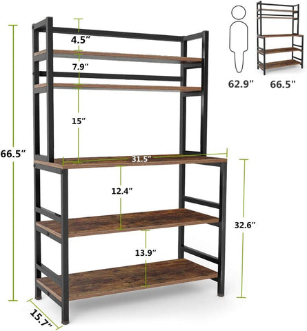 Dimensions of Tribesigns's Kitchen Baker's Rack, 5-Tier Microwave Oven Stand with Hutch.
