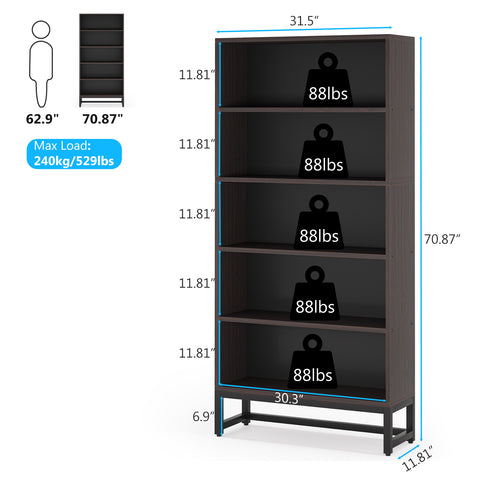 6 Tier Bookshelf,70.8 Inch Tall Bookcase Shelf Storage Organizer