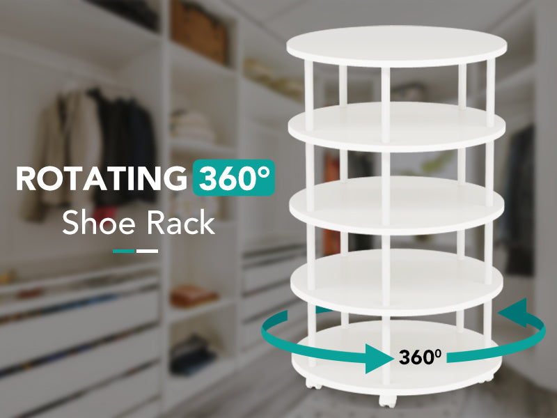 Tribesigns 5-Tier Revolving Shoe Rack, 360° Rotating Shoe Organizer