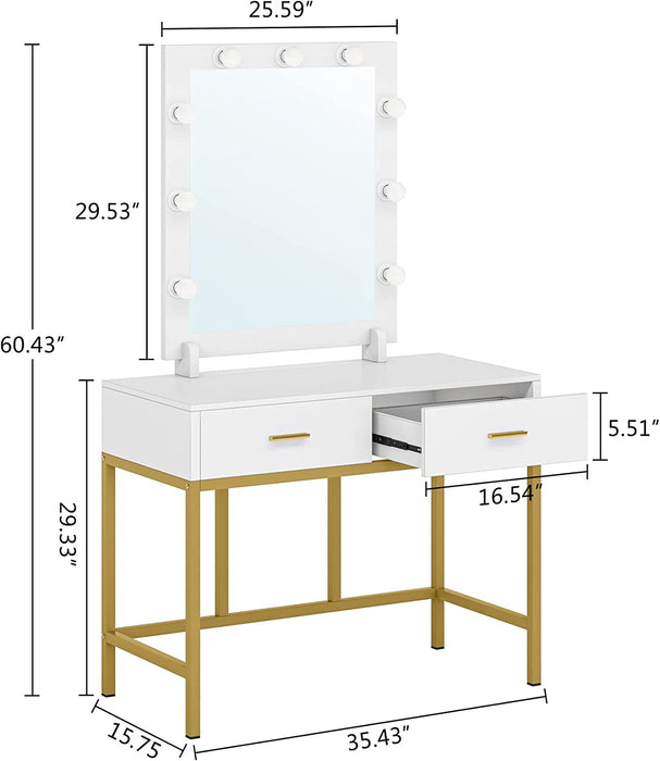 Tribesigns Vanity, Makeup Dressing Table with 9 Lights and 2 Drawers