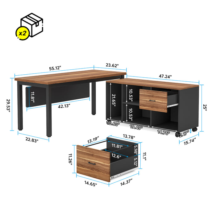 Tribesigns L-Shaped Desk,  Executive Computer Desk with Storage Cabinet