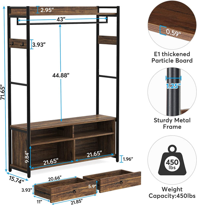 Tribesigns Freestanding Closet Organizer, 72" Clothes Rack with Drawers & Shelves