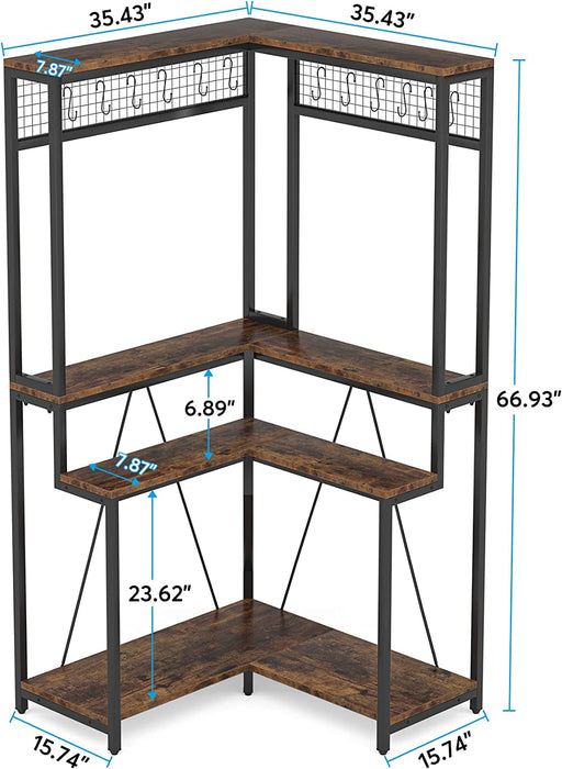 Tribesigns Corner Plant Stand, 67" Tall Flower Shelf with 15 Hanging Hooks