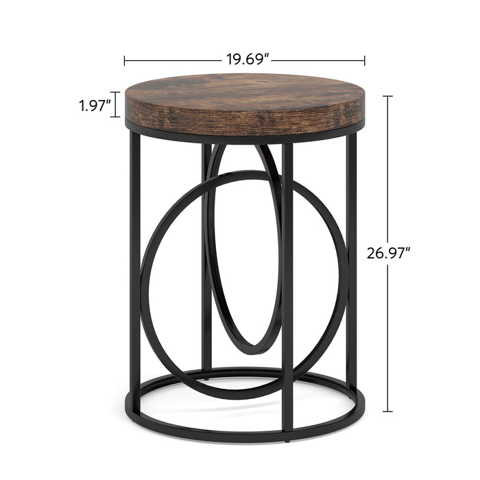 Tribesigns End Table, Modern Round Sofa Side Table with Faux Marble Top