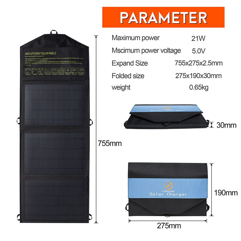 21W USB Foldable Solar Panel