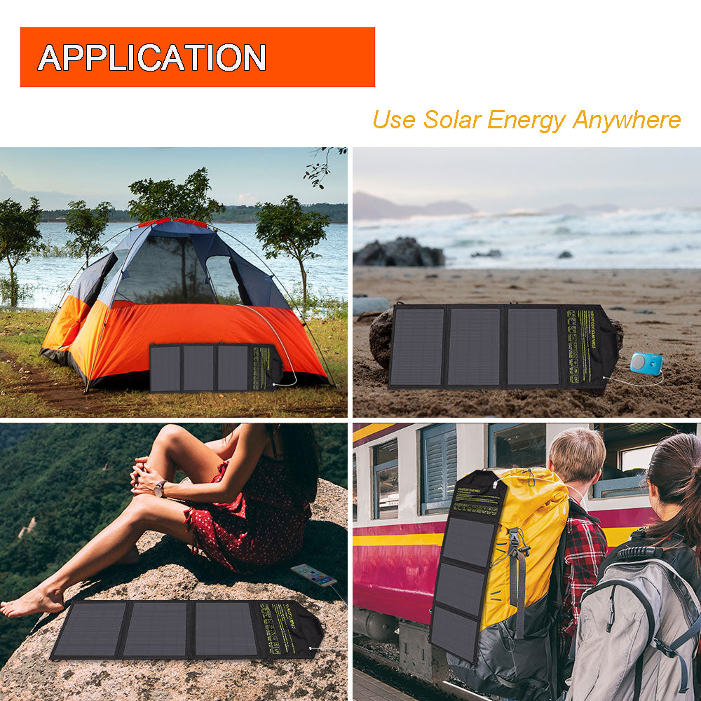 21W USB Foldable Solar Panel Flexible Small Waterproof