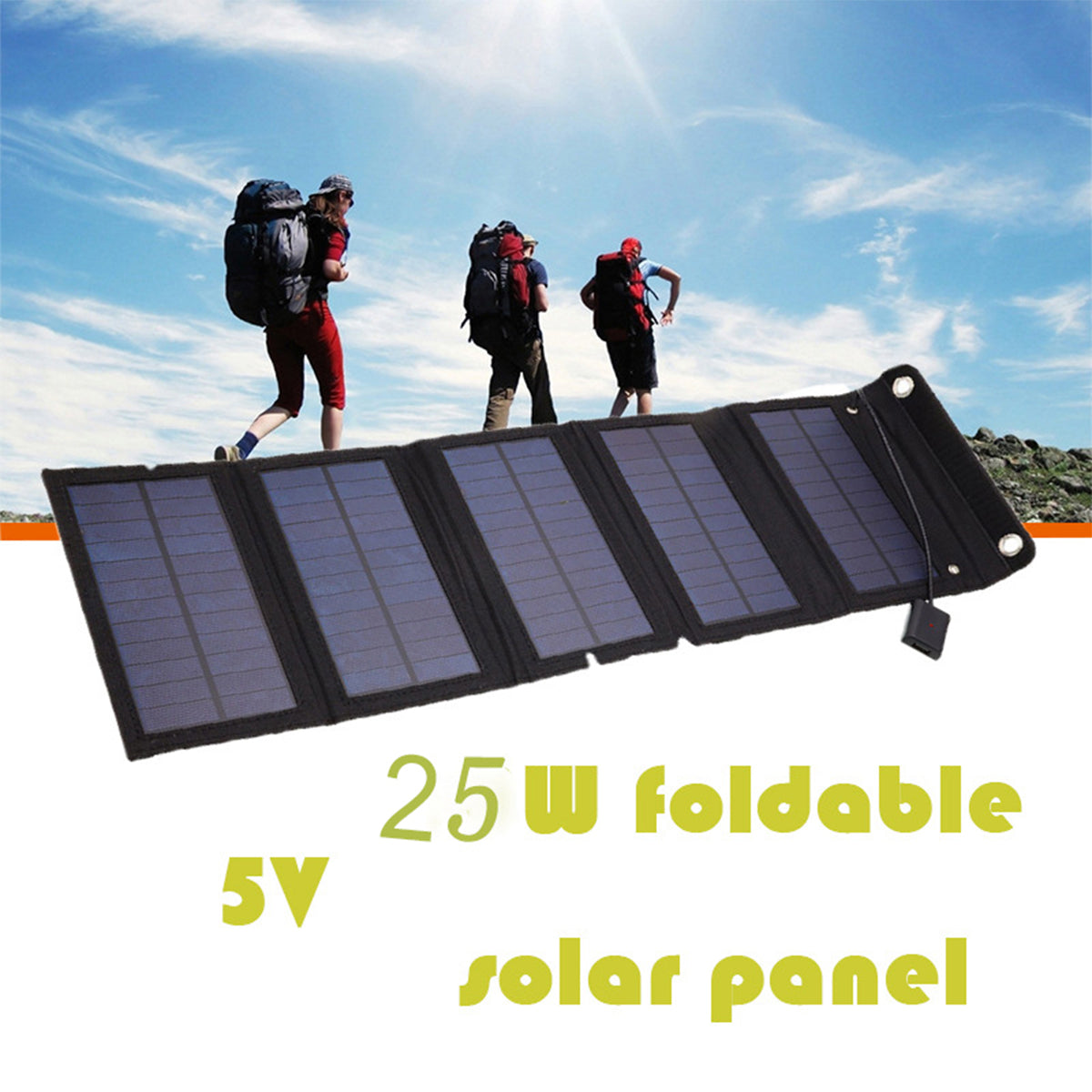 25W Solar Panel Foldable Portable Waterproof USB Energy Solar Cell Charger