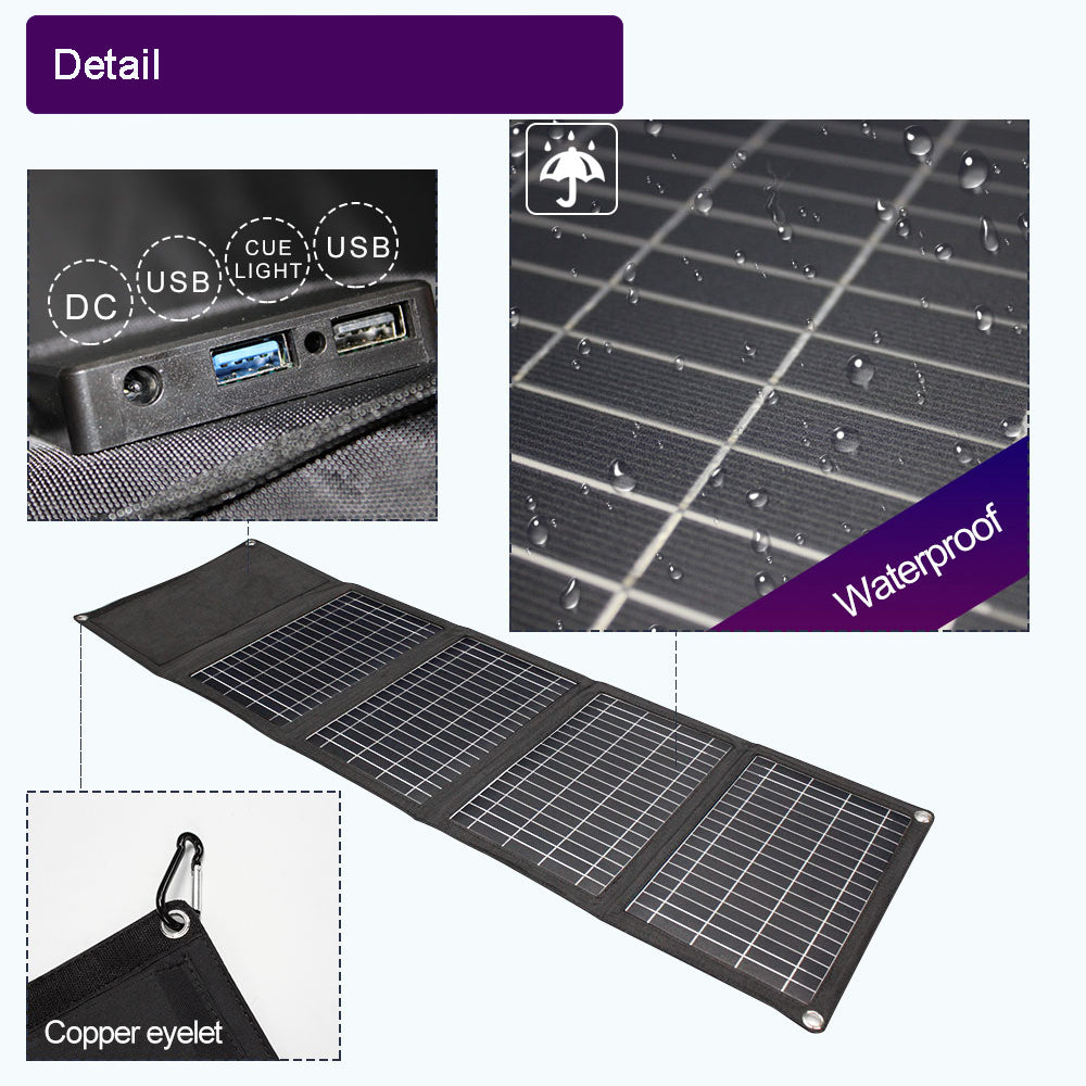 28W Solar Panel Foldable Portable Waterproof USB Energy Solar Cell Charger