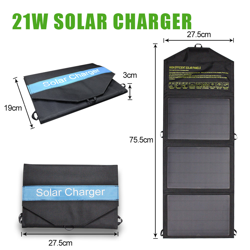 21W USB Foldable Solar Panel Flexible Small Waterproof 5V Folding Solar Panels