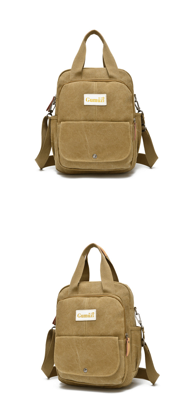 Leisure Canvas Shoulder Bag Wearproof Multi-functional Backpack