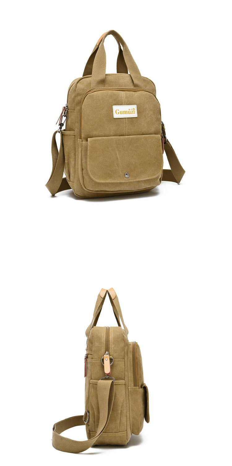 Leisure Canvas Shoulder Bag Wearproof Multi-functional Backpack