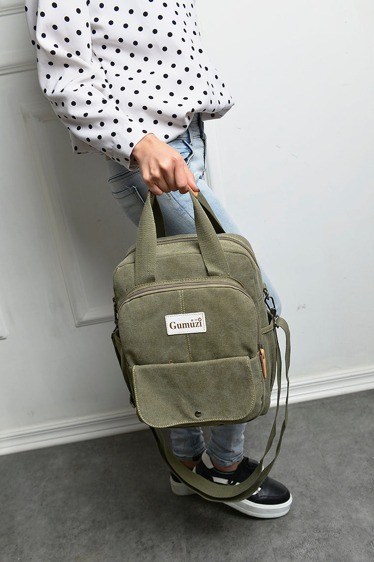 Leisure Canvas Shoulder Bag Wearproof Multi-functional Backpack