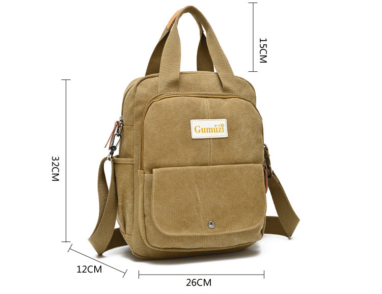 Leisure Canvas Shoulder Bag Wearproof Multi-functional Backpack