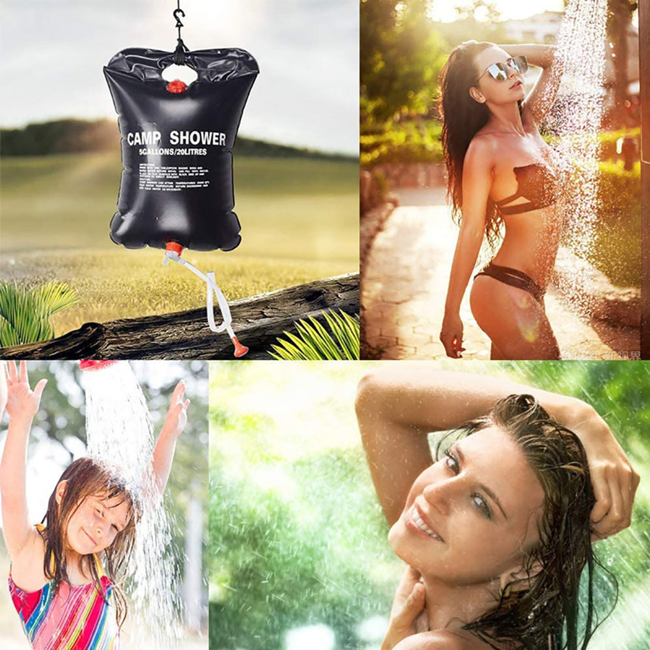 20L Camp Shower Bag Solar Energy Heated Portable Folding Outdoor Bath Bag