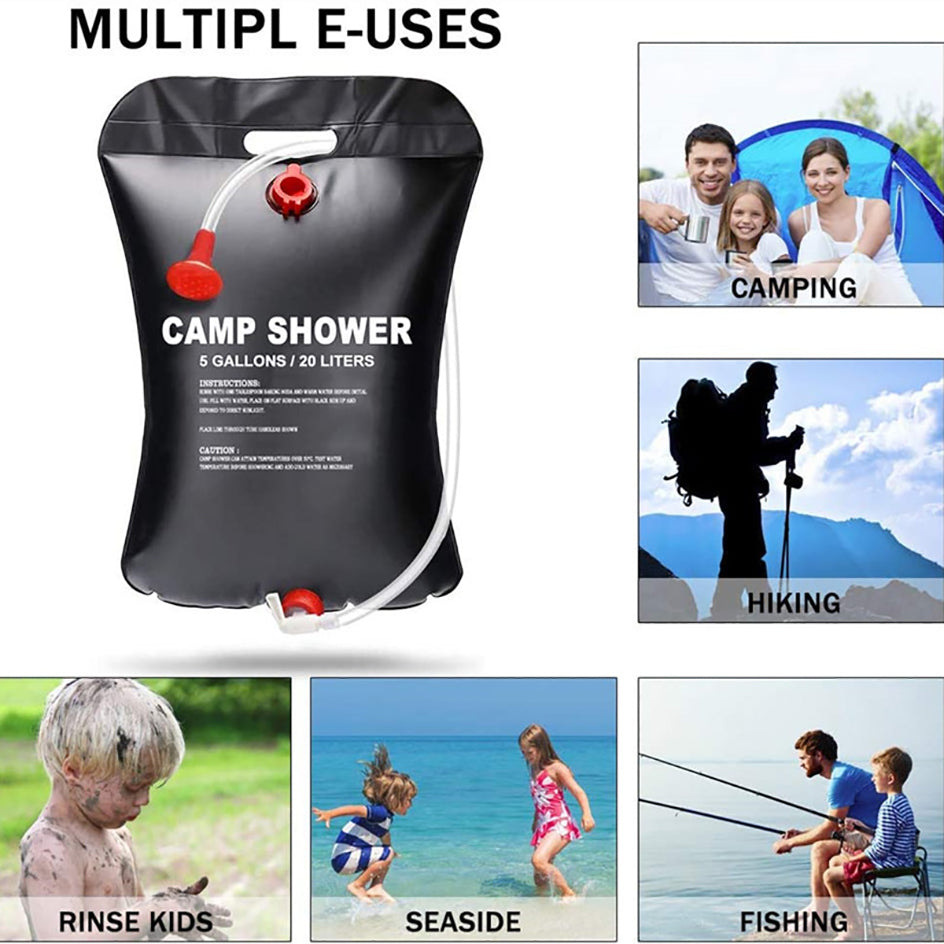 20L Camp Shower Bag Solar Energy Heated Portable Folding Outdoor Bath Bag