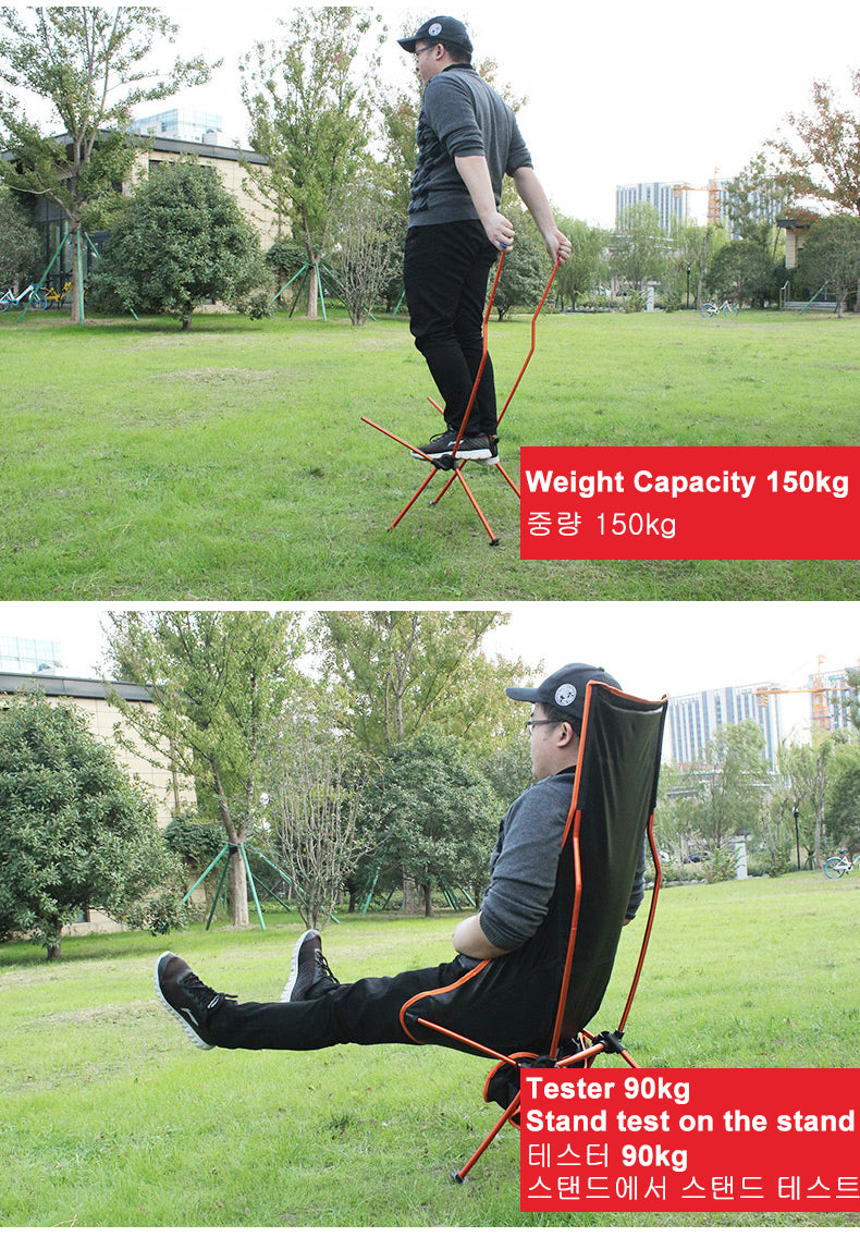 Outdoor Moon Chair Lightweight Fishing Camping BBQ Chairs Portable Folding Extended Hiking Seat Garden Ultralight