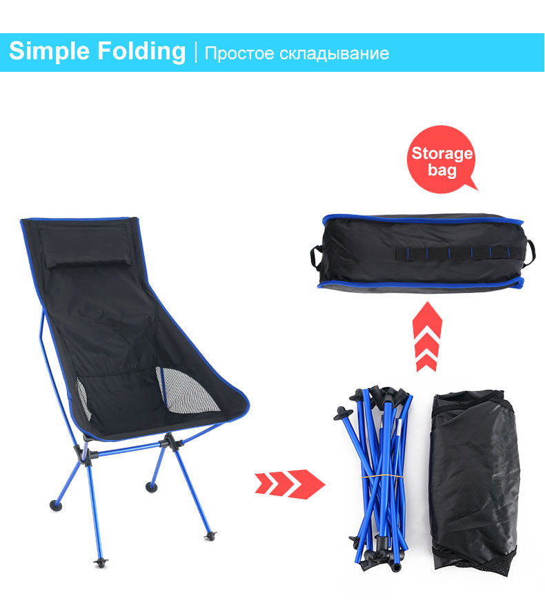 Outdoor Moon Chair Lightweight Fishing Camping BBQ Chairs Portable Folding Extended Hiking Seat Garden Ultralight