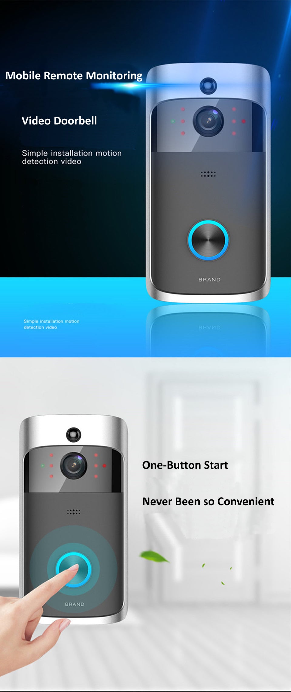 Smart Doorbell Camera Wifi Wireless Call Intercom Video-Eye for Apartments Door Bell Ring for Phone Home Security Cameras