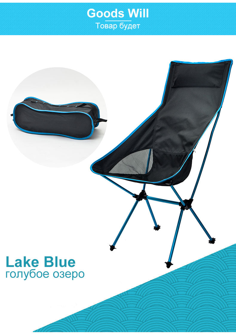 Outdoor Moon Chair Lightweight Fishing Camping BBQ Chairs Portable Folding Extended Hiking Seat Garden Ultralight