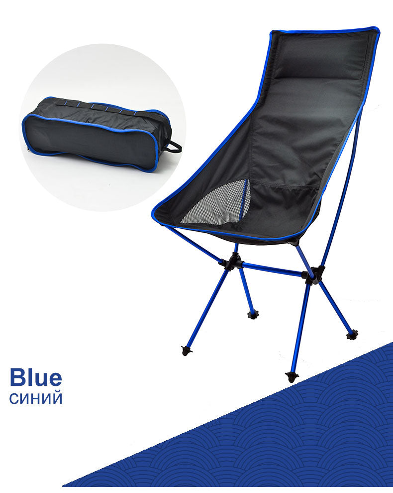 Outdoor Moon Chair Lightweight Fishing Camping BBQ Chairs Portable Folding Extended Hiking Seat Garden Ultralight