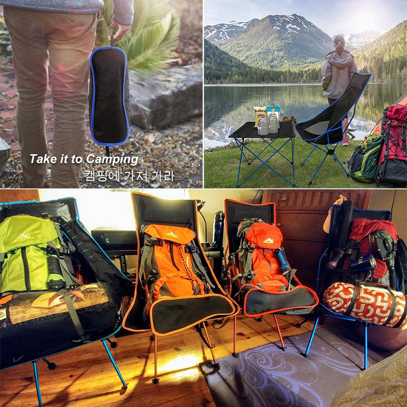 Outdoor Moon Chair Lightweight Fishing Camping BBQ Chairs Portable Folding Extended Hiking Seat Garden Ultralight