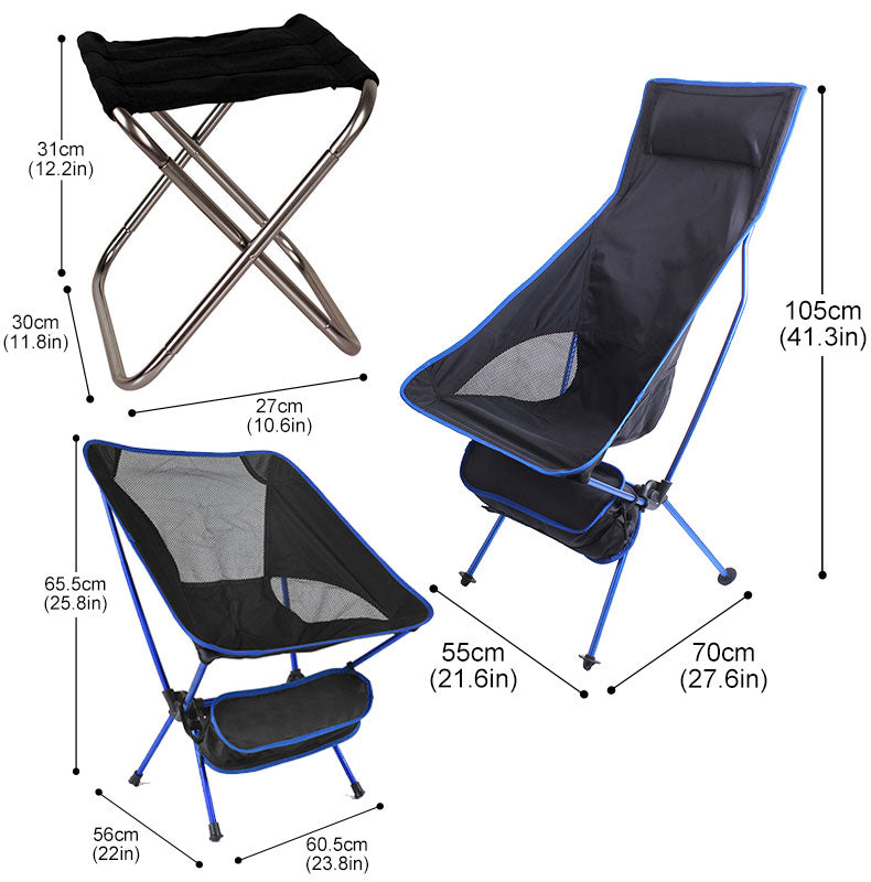 Outdoor Moon Chair Lightweight Fishing Camping BBQ Chairs Portable Folding Extended Hiking Seat Garden Ultralight