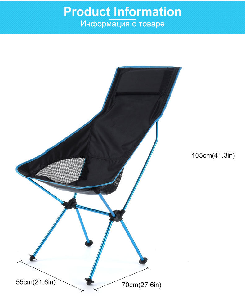 Outdoor Moon Chair Lightweight Fishing Camping BBQ Chairs Portable Folding Extended Hiking Seat Garden Ultralight