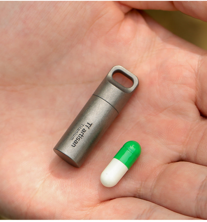 Mini Sealed Waterproof Pill Box Pure Titanium Perfume Storage Case