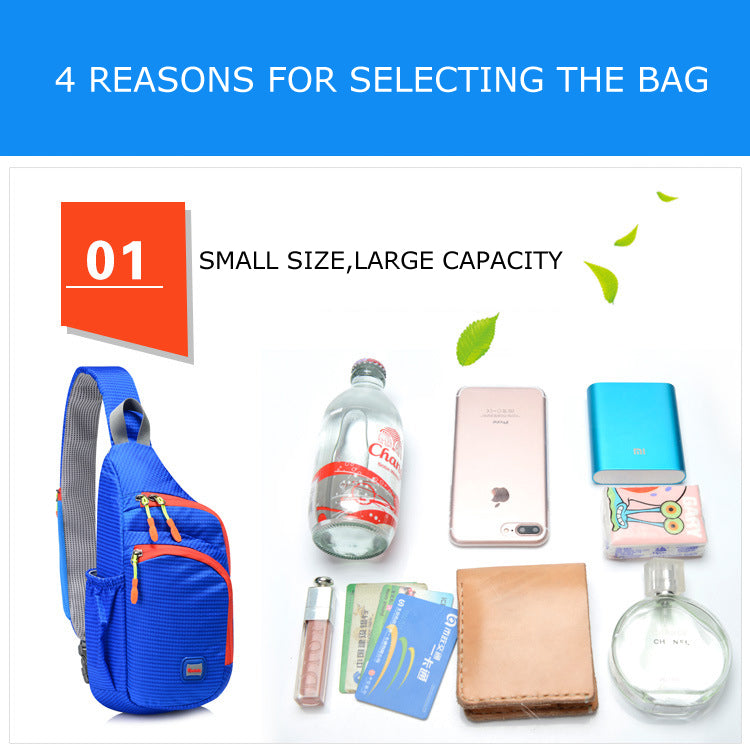 Waterproof Nylon Outdoor Sports Anti Theft Bag Climbing Hiking Cycling Bottle Holder Shoulder Cross Body Chest Bag