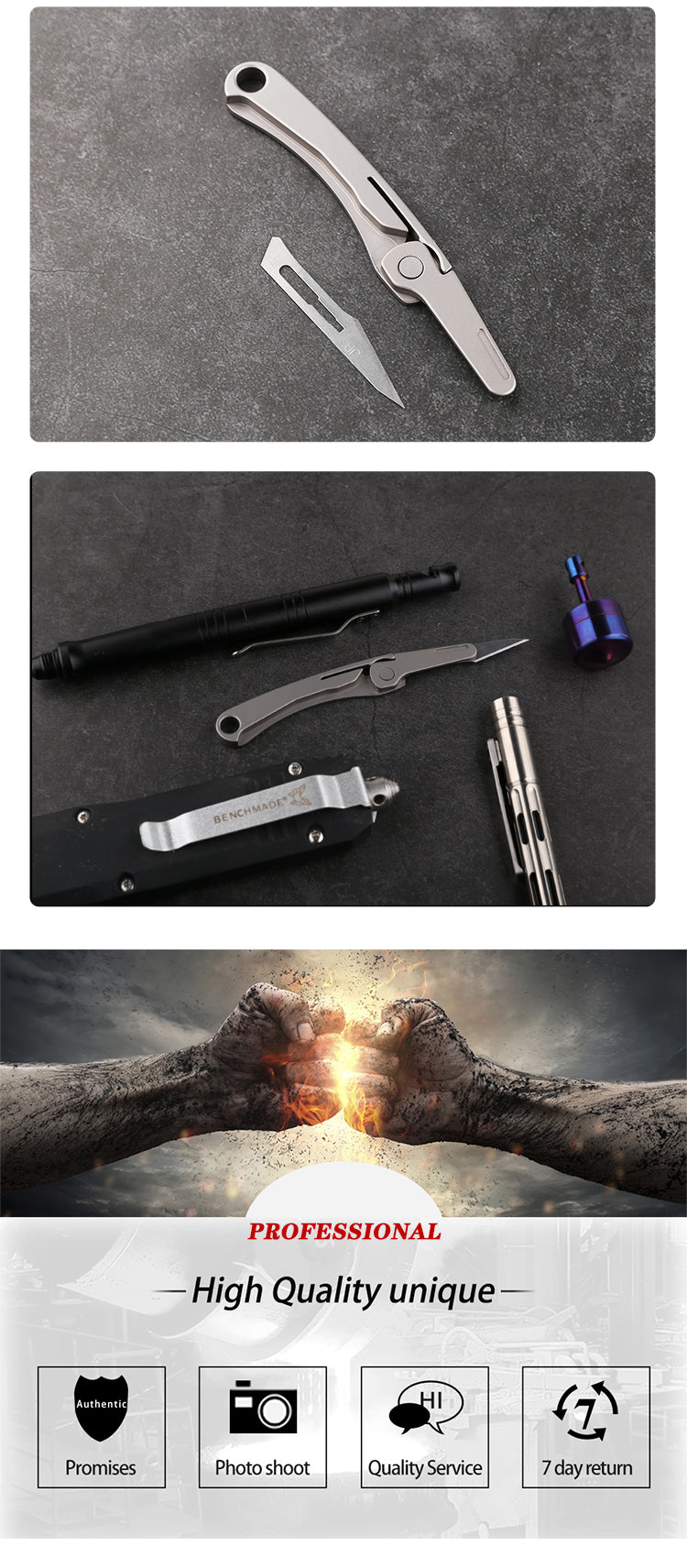 Folding knife multi-functional emergency medical EDC titanium