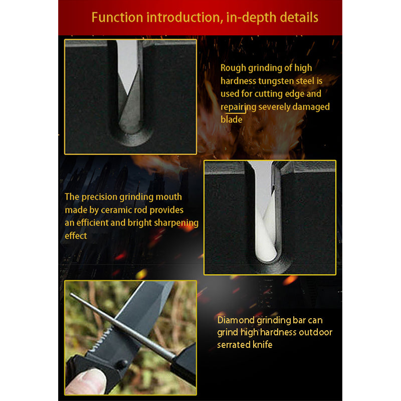 Outdoor Pocket Knife Sharpener Camping Equipment Portable Durable Outdoor Survival Tools Multifunctional Fish Hook Sharpen Stone