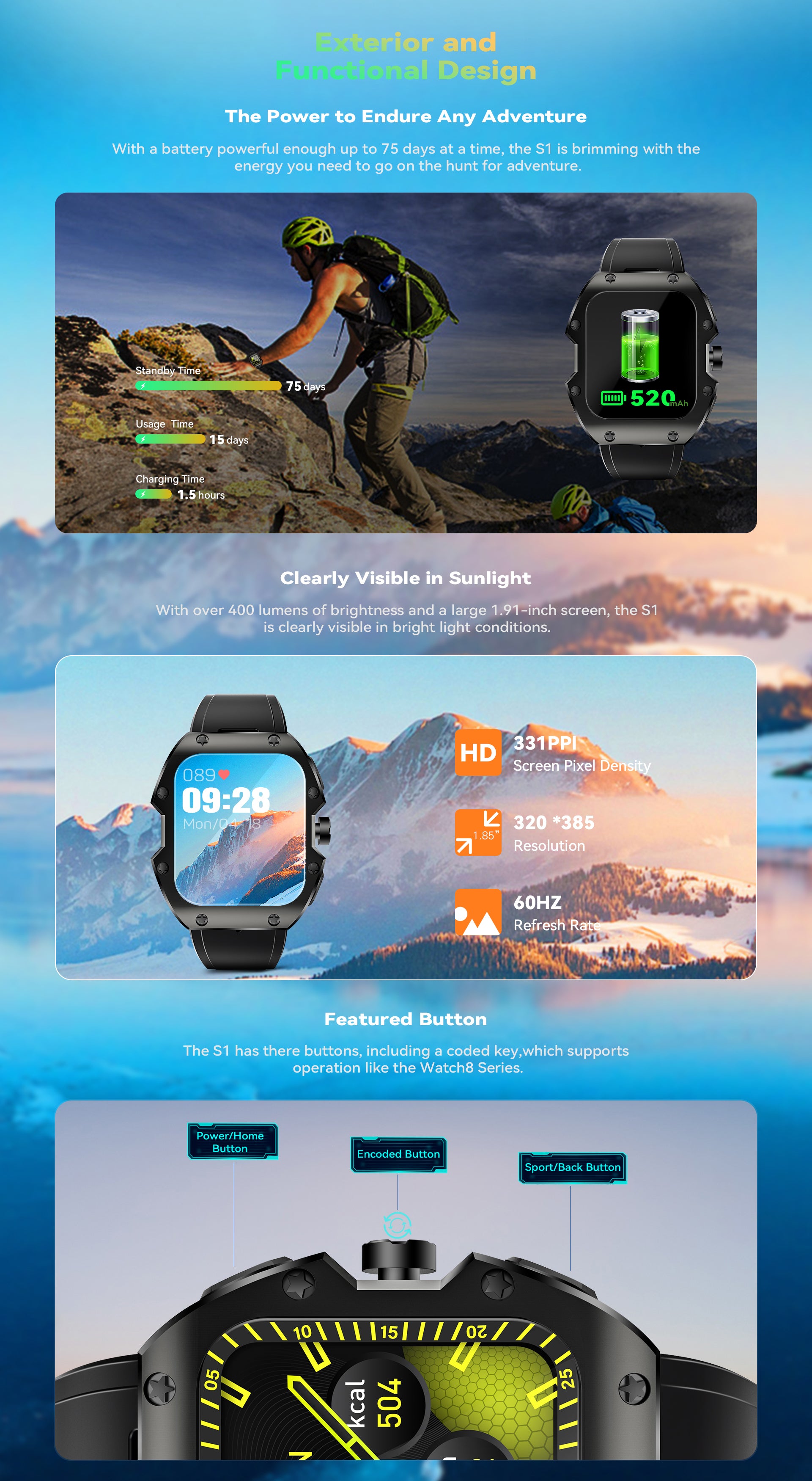 rugged smart watches for men waterproof