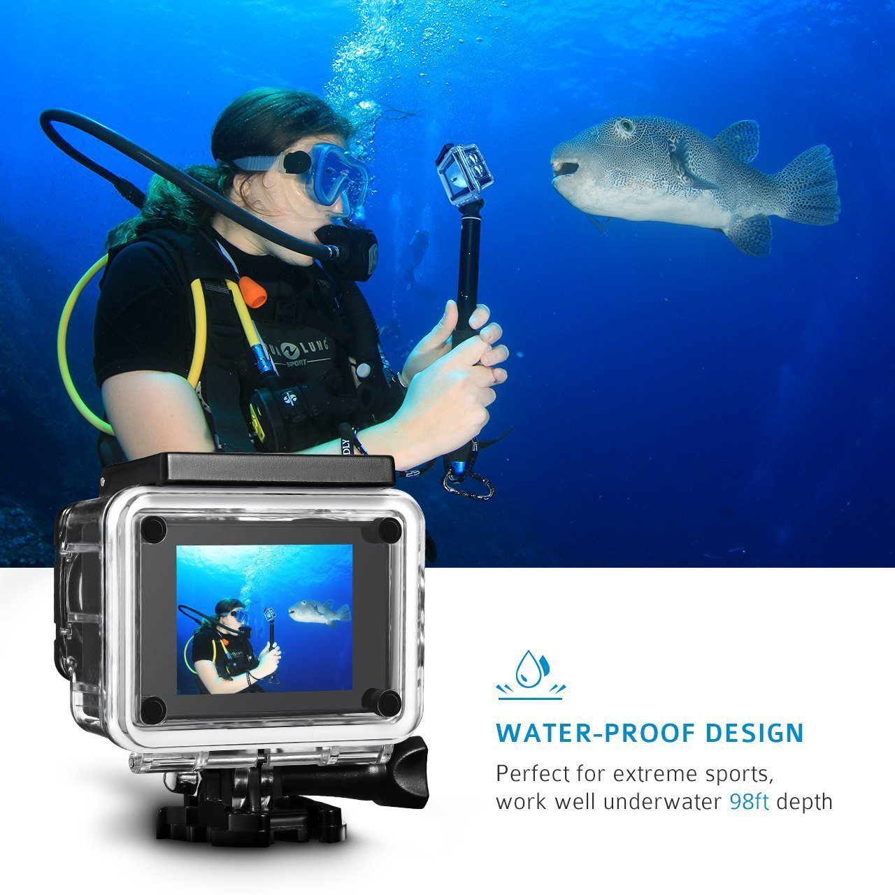 HD 1080P Waterproof Sports Digital Full HD 2 inch LCD Camera