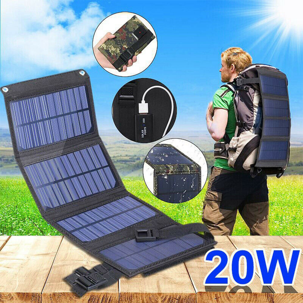 20W USB Foldable Solar Panel Flexible Small Waterproof 5V Folding Solar Panels Cells