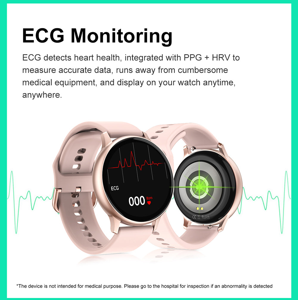 Full Touch Smart Watch Women Waterproof Bracelet ECG Heart Rate Monitor Sleep Monitoring Smartwatch