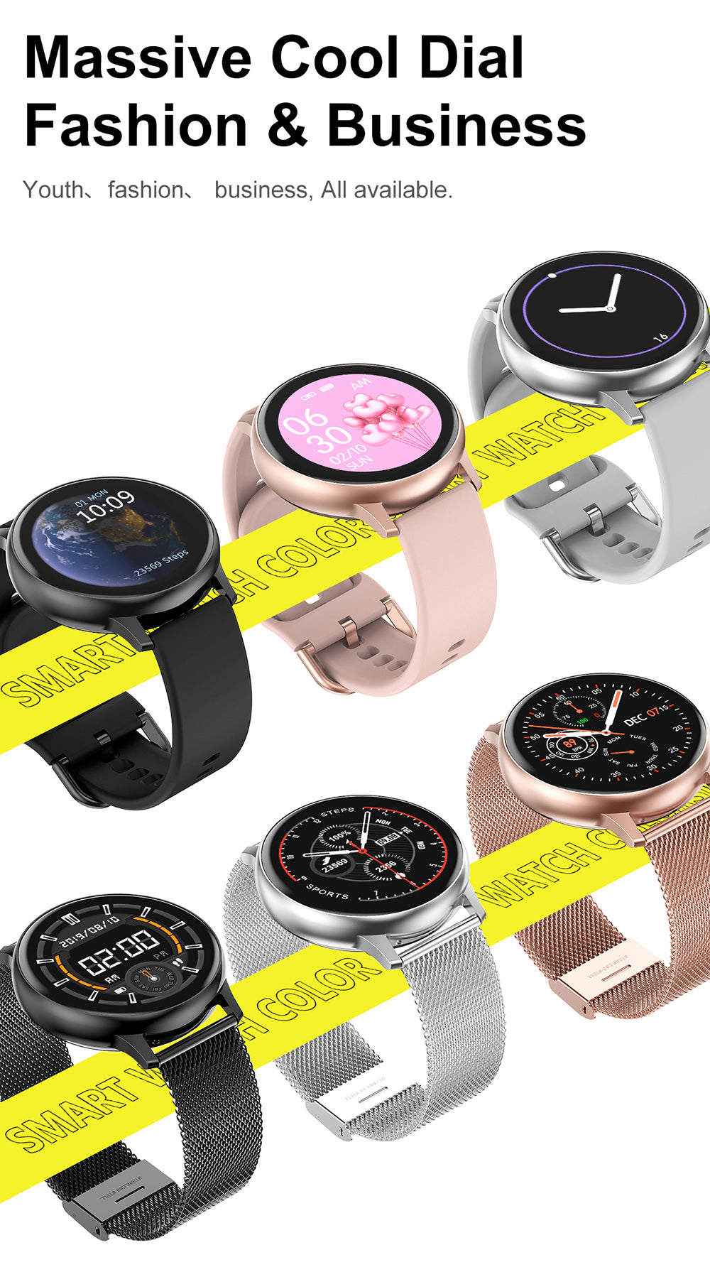 Full Touch Smart Watch Women Waterproof Bracelet ECG Heart Rate Monitor Sleep Monitoring Smartwatch